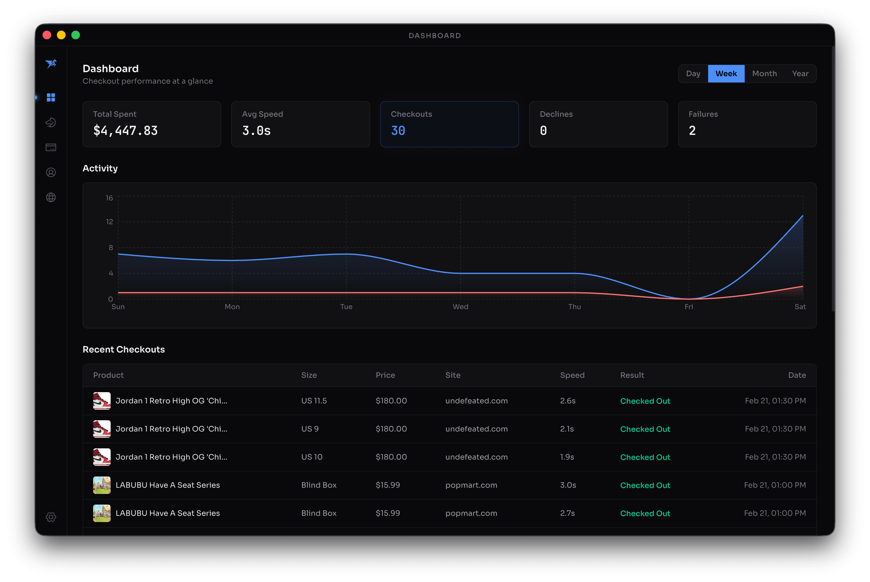 Pegasis desktop checkout bot dashboard